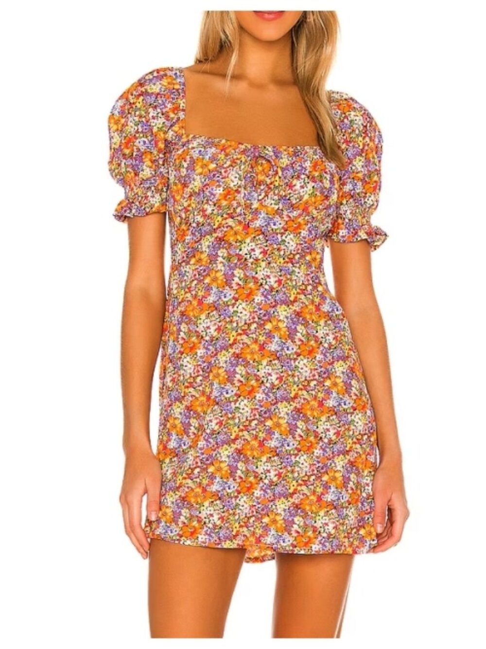 Faithfull Brand Iris Mini Dress Meja Floral Sweetheart Bust Milkmaid Romantic XS